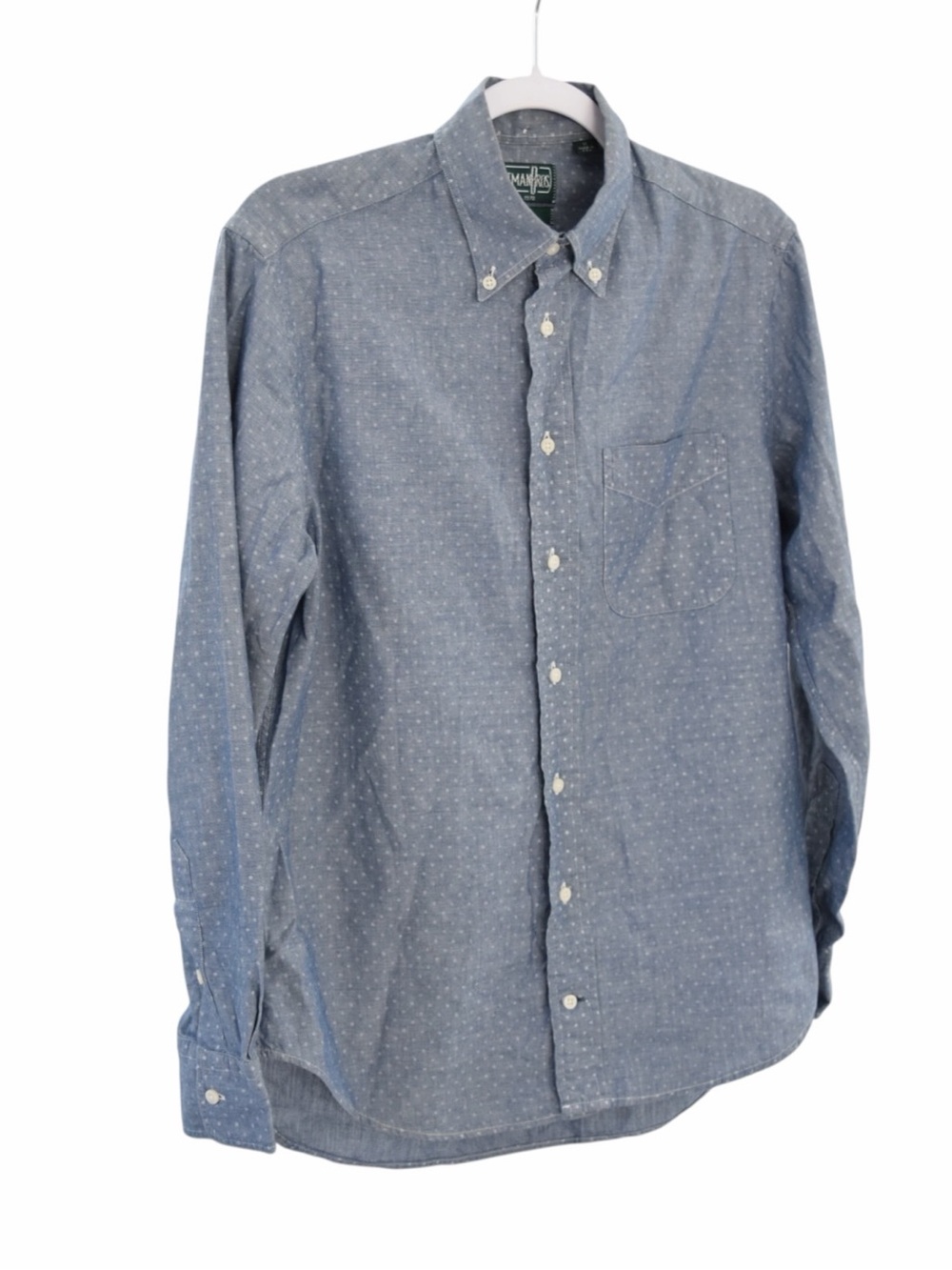 Gitman Bros Men's Medium M Blue Polka Dot Woven Oxford Dress Shirt USA